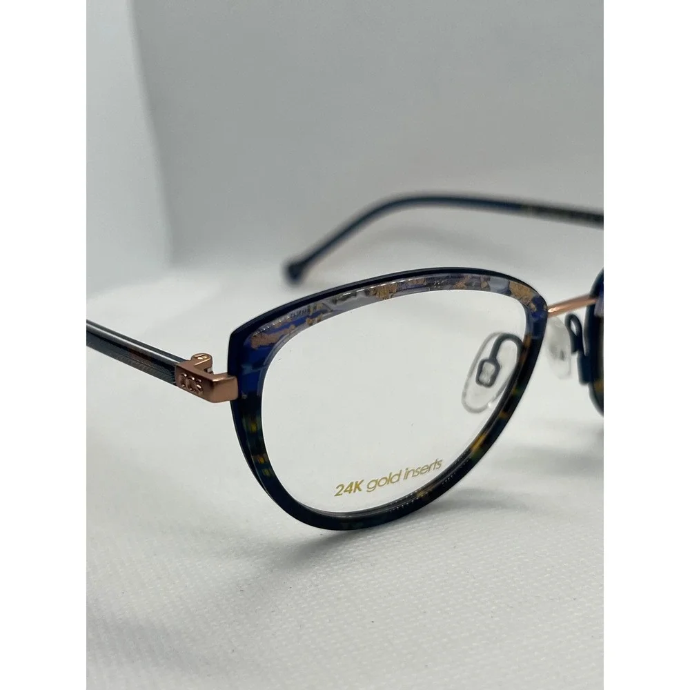 Coco Song Designer Eyeglasses Frames Cat Eye 24K Gold Accents‎ Italy 52-18-140